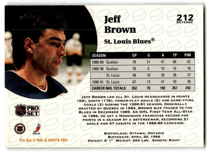 1991-92 Pro Set French Jeff Brown St. Louis Blues #212