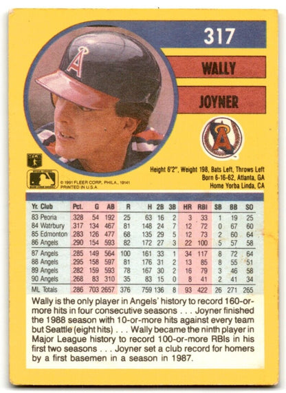 1991 Fleer Wally Joyner California Angels #317