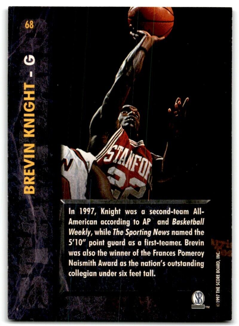 1997-98 Score Board Rookies Brevin Knight Stanford Cardinal #68