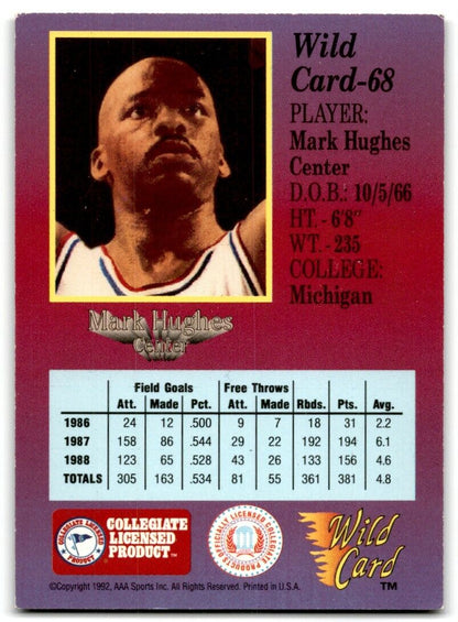 1991-92 Wild Card Mark Hughes Michigan Wolverines #68