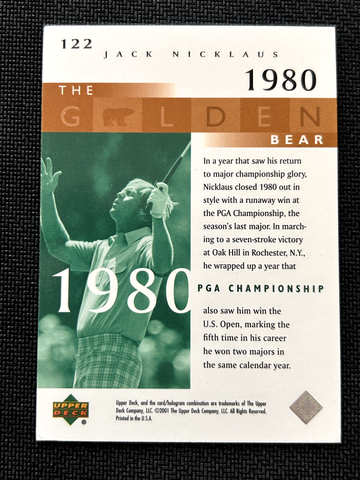 Jack Nicklaus 2001 Upper Deck Golf The Golden Bear #122 1980 PGA Championship