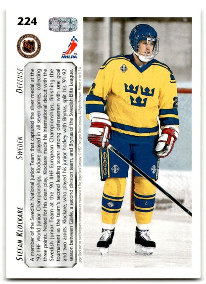 1992-93 Upper Deck Stefan Klockare Rookie Sweden #224