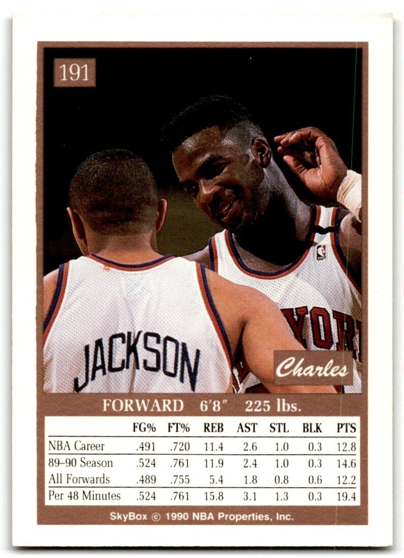 1990-91 SkyBox Charles Oakley New York Knicks #191