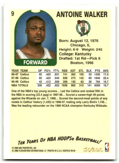 1999-00 Hoops Decade Antoine Walker Boston Celtics #9