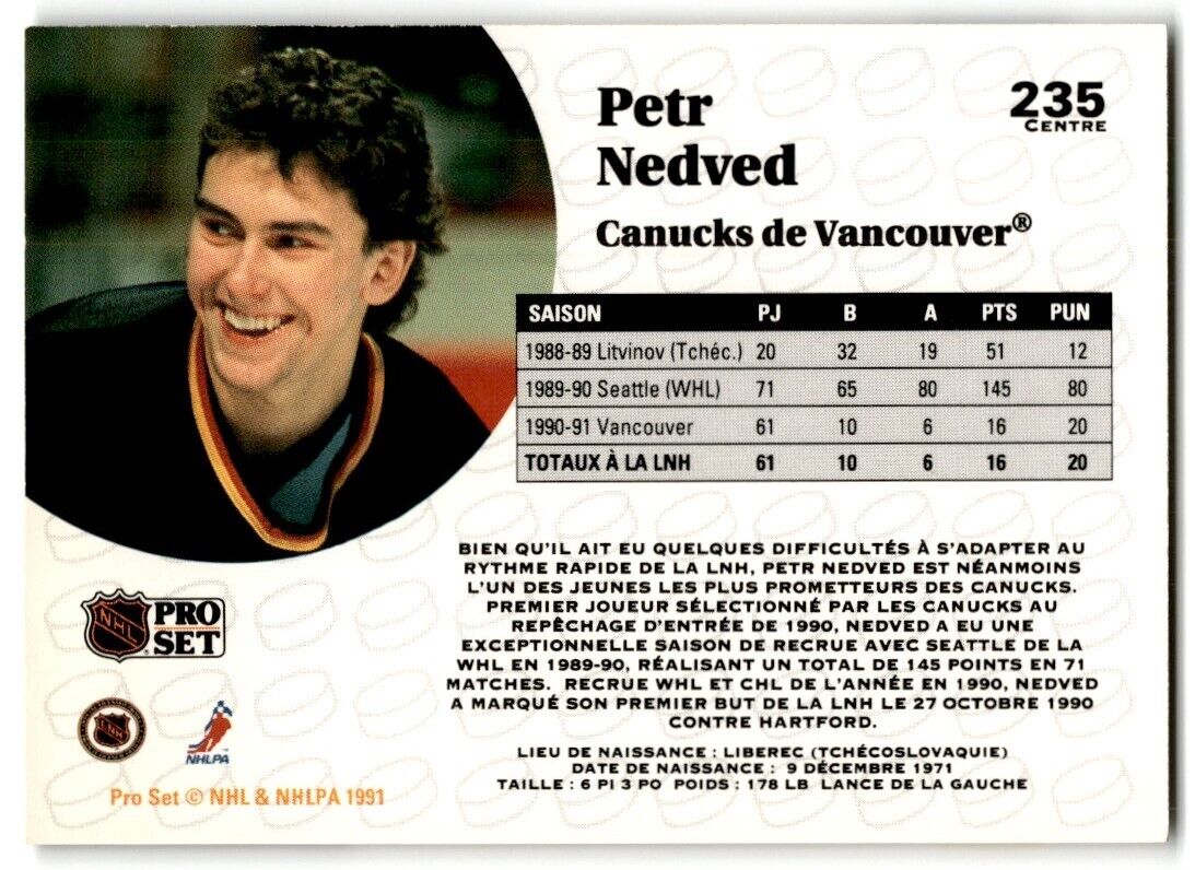 1991-92 Pro Set Petr Nedved Vancouver Canucks #235