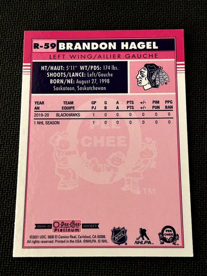 2020-21 O-Pee-Chee Platinum Retro Rookies Rainbow Brandon Hagel #R-59 Rookie RC