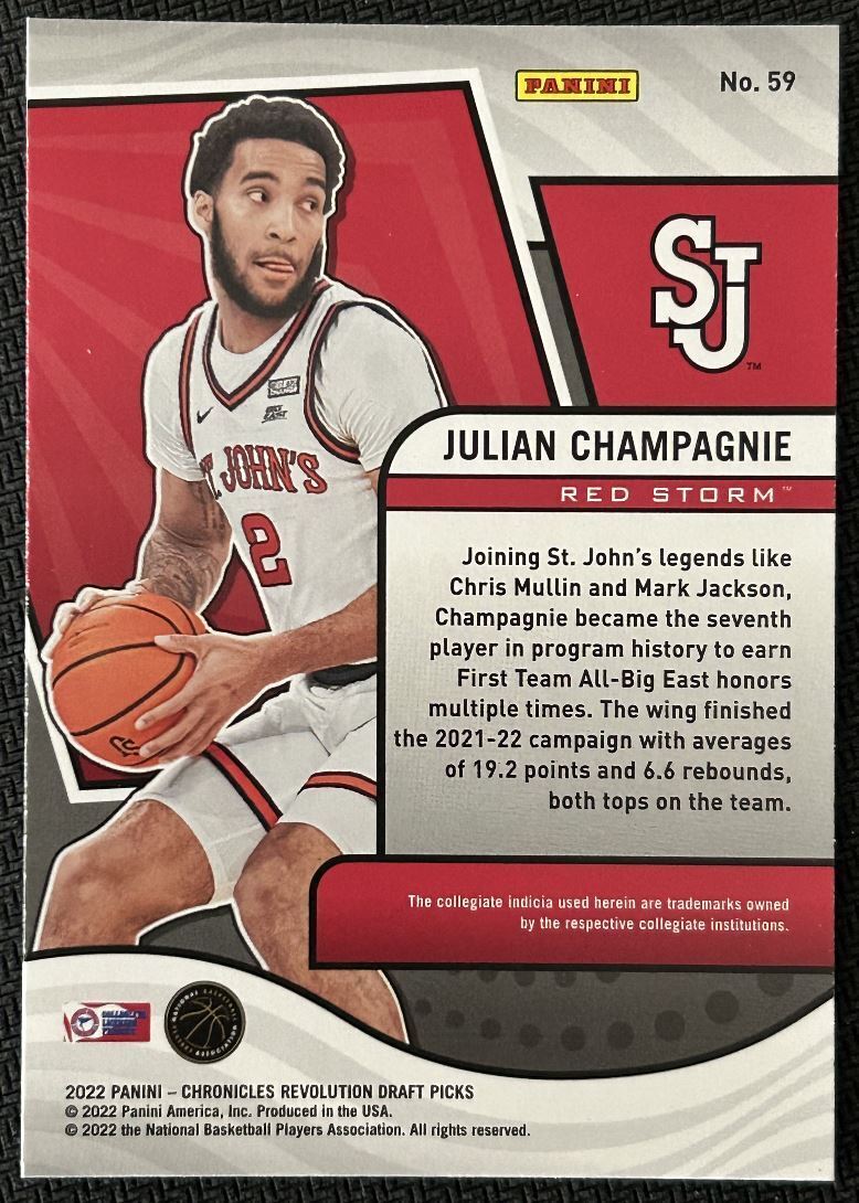 2022-23 Panini Revolution Draft Julian Champagnie Philadelphia 76ers #59