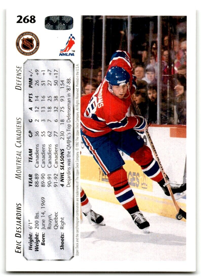 1992-93 Upper Deck Eric Desjardins Montreal Canadiens #268