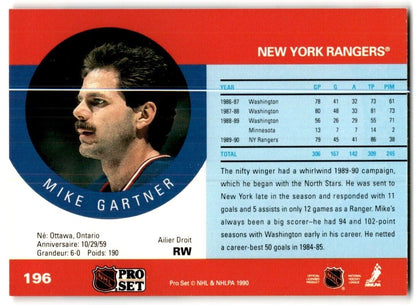 1990-91 Pro Set Mike Gartner New York Rangers #196