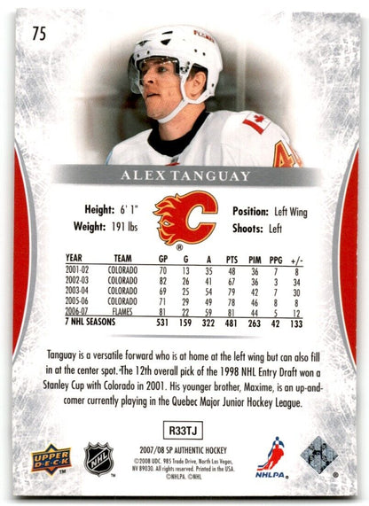 2007-08 SP Authentic Alex Tanguay Calgary Flames #75