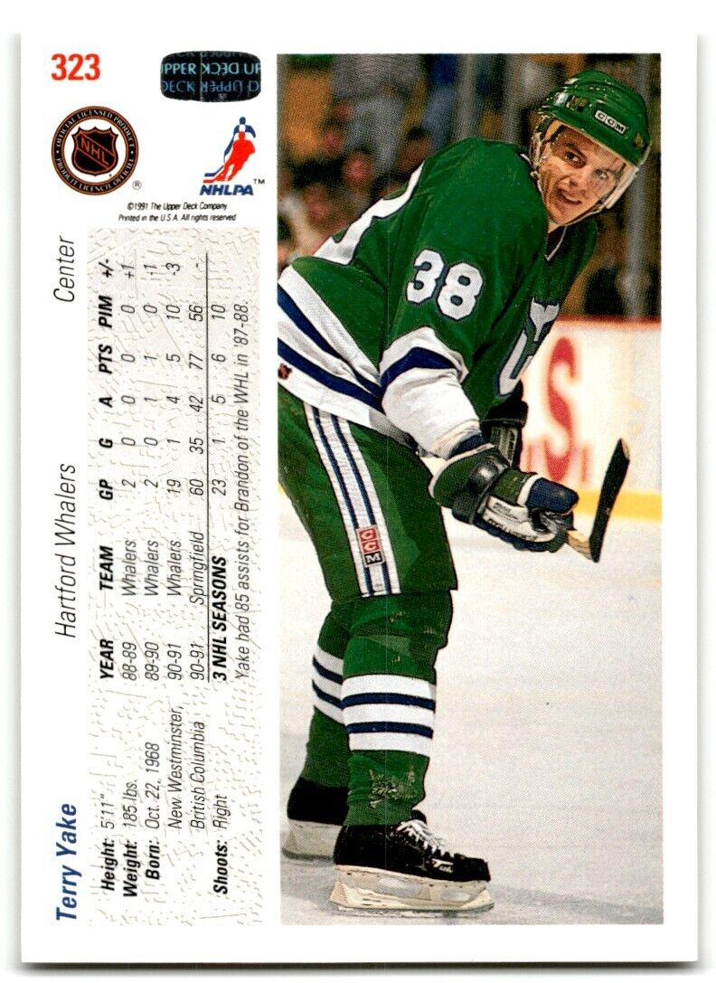 1991-92 Upper Deck Terry Yake Hartford Whalers #323