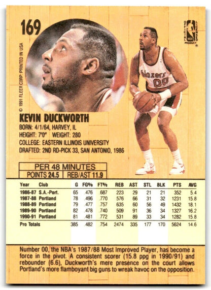 1991-92 Fleer Kevin Duckworth Portland Trail Blazers #169