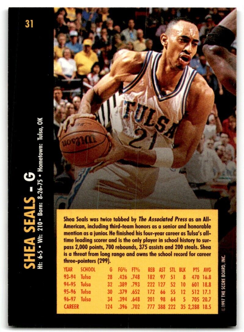 1997-98 Score Board Rookies Shea Seals Tulsa Golden Hurricane #31