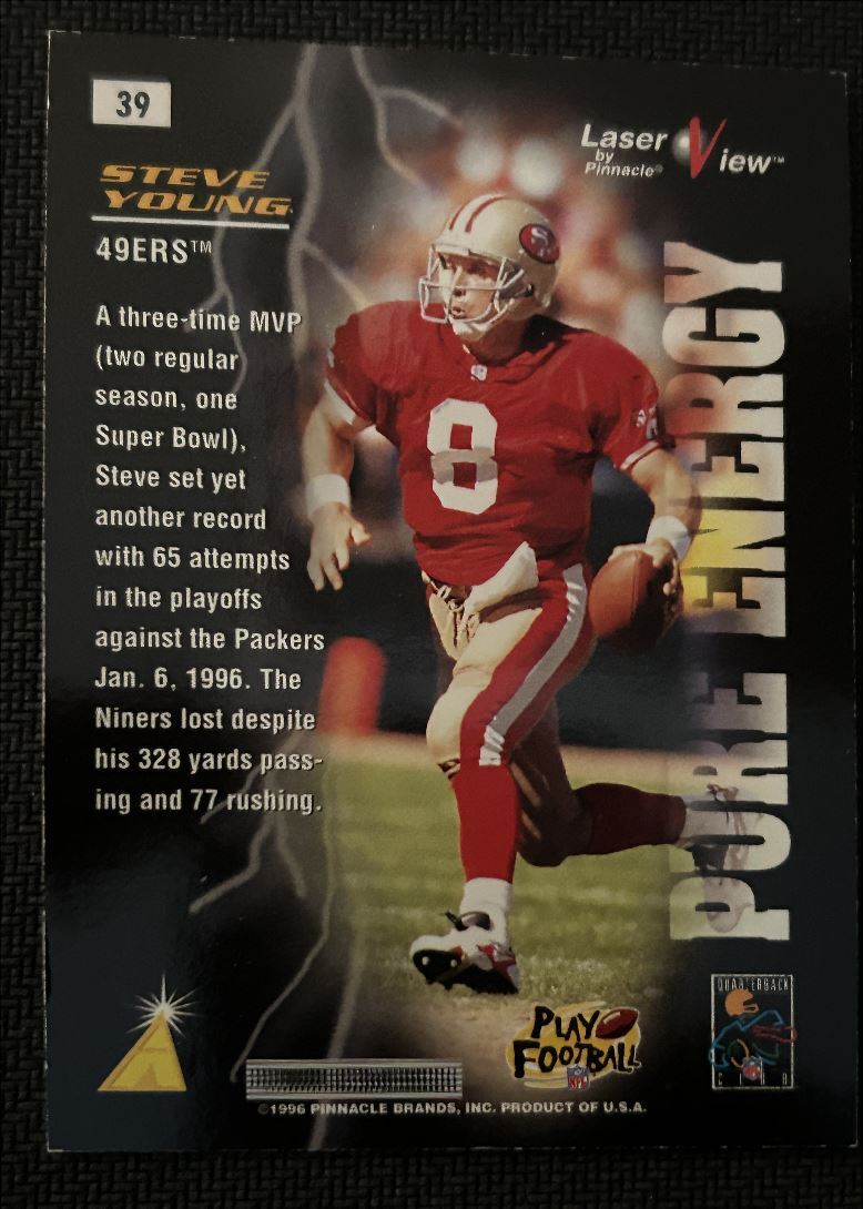 1996 Pinnacle Laser View Steve Young San Francisco 49ers #39