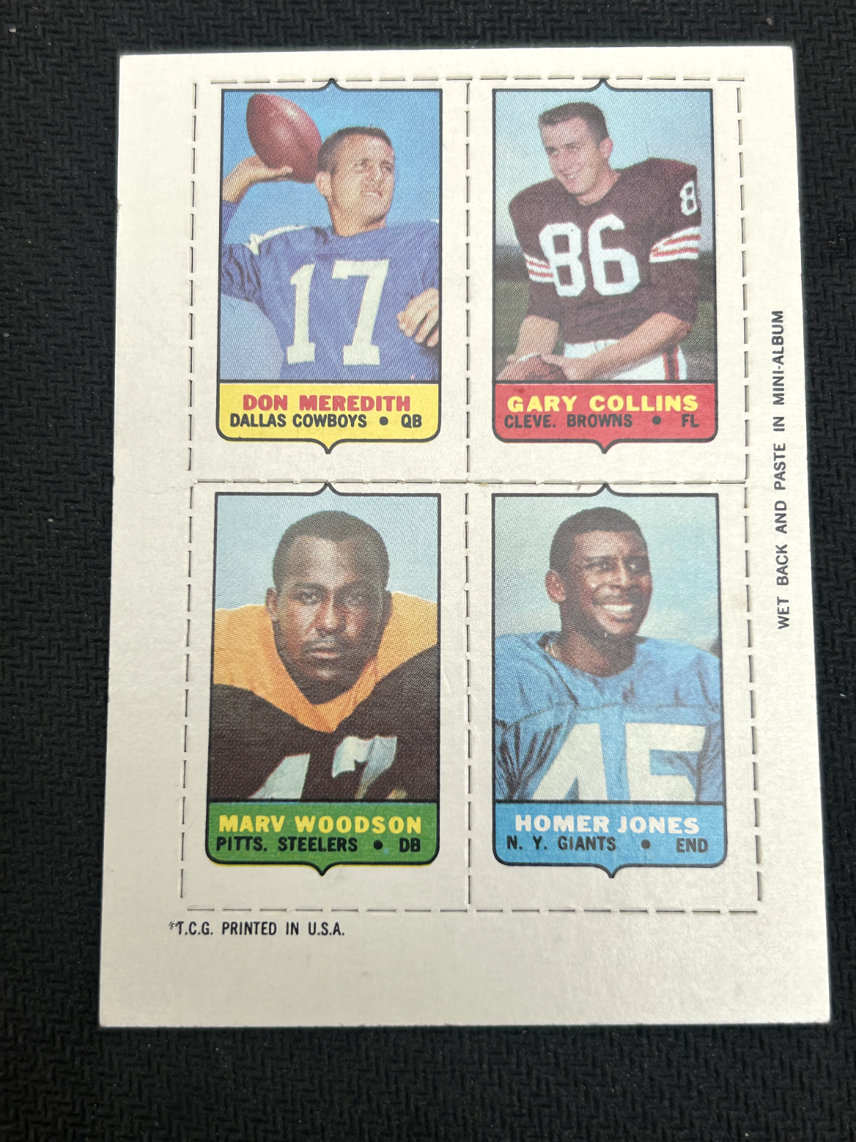 1969 Topps Football 4 in 1 UNCUT Don Meredith Collins Woodson Jones