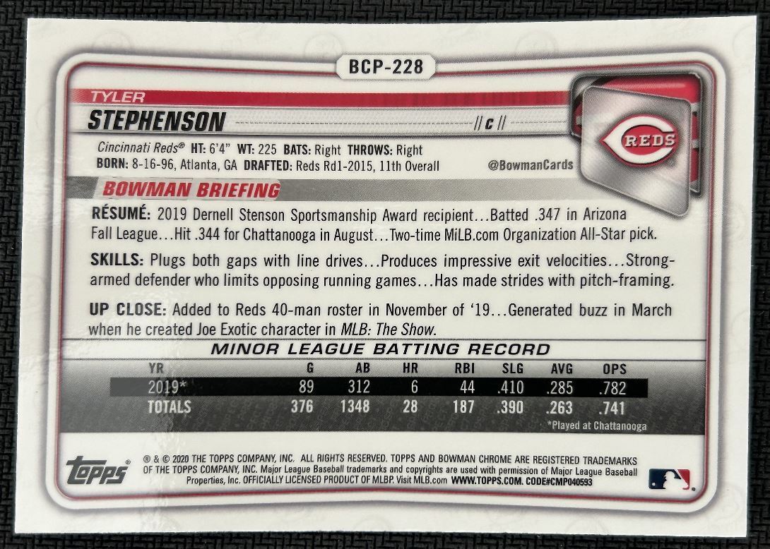 2020 Bowman Chrome Prospects Tyler Stephenson Cincinnati Reds #BCP-228