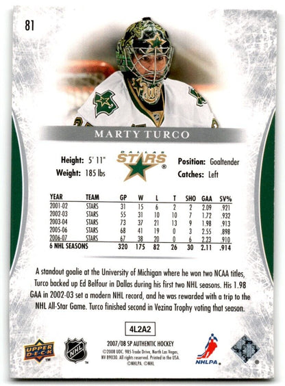 2007-08 SP Authentic Marty Turco Dallas Stars #81