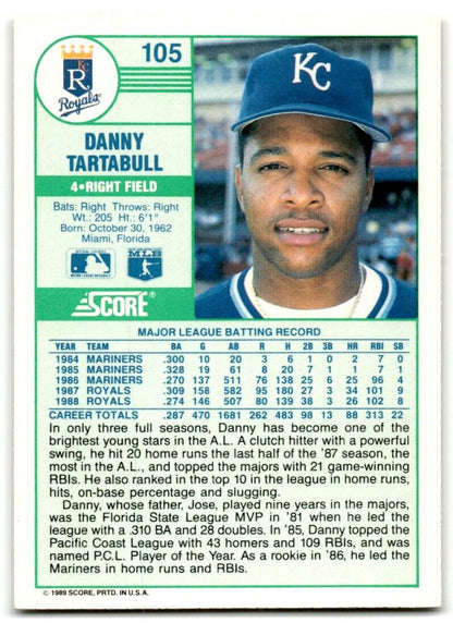 1989 Score Danny Tartabull Kansas City Royals #105