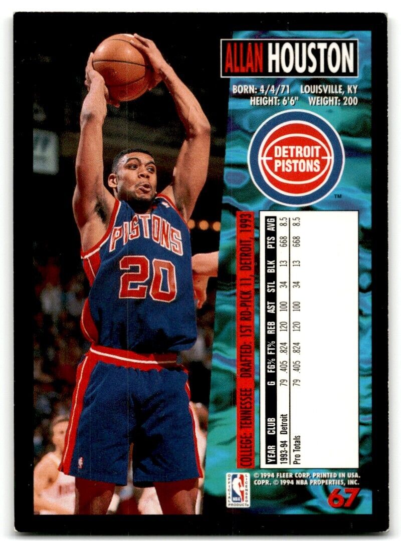 1994-95 Fleer Allan Houston Detroit Pistons #67