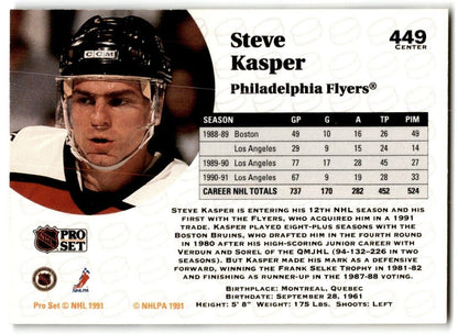 1991-92 Pro Set Steve Kasper Philadelphia Flyers #449