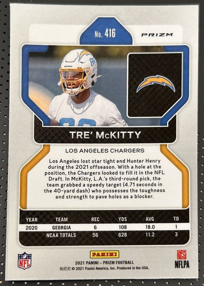 2021 Panini Prizm Orange Laser Tre' McKitty Rookie Los Angeles Chargers #416