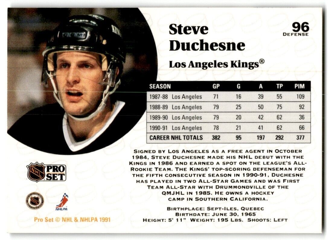 1991-92 Pro Set Steve Duchesne Philadelphia Flyers #96