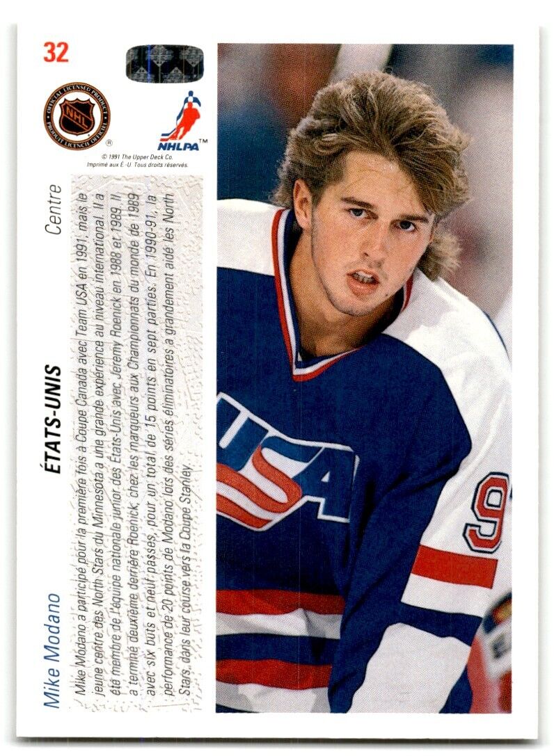 1991-92 Upper Deck French Mike Modano USA #32