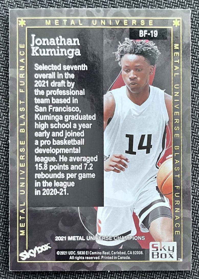 2021-22 Skybox Metal Universe Blast Furnace Jonathan Kuminga Rookie #BF-19