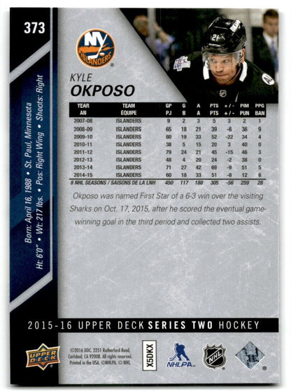 2015-16 Upper Deck Kyle Okposo New York Islanders #373