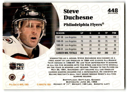 1991-92 Pro Set Steve Duchesne Philadelphia Flyers #448