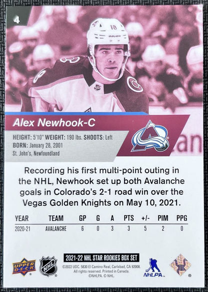 2021-22 Upper Deck NHL Star Rookie Alex Newhook Rookie Colorado Avalanche #4