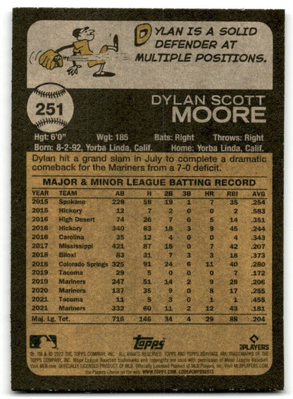 2022 Topps Heritage Dylan Moore Seattle Mariners #251