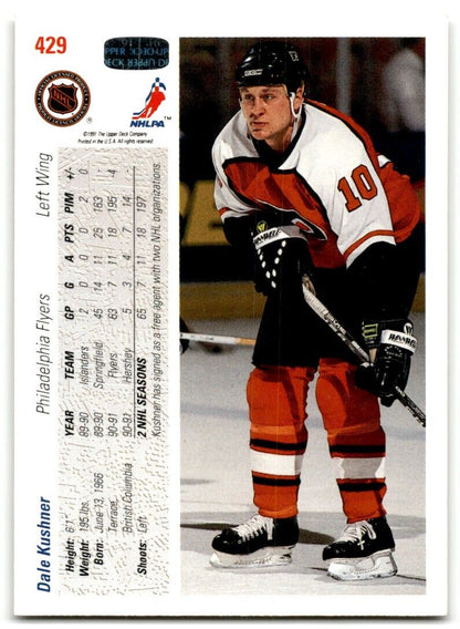 1991-92 Upper Deck Dale Kushner Philadelphia Flyers #429