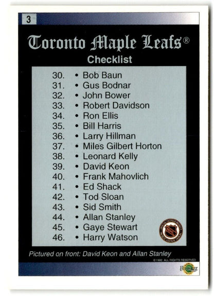 1991-92 Ultimate Original 6 French Toronto Maple Leafs Toronto Maple Leafs #3