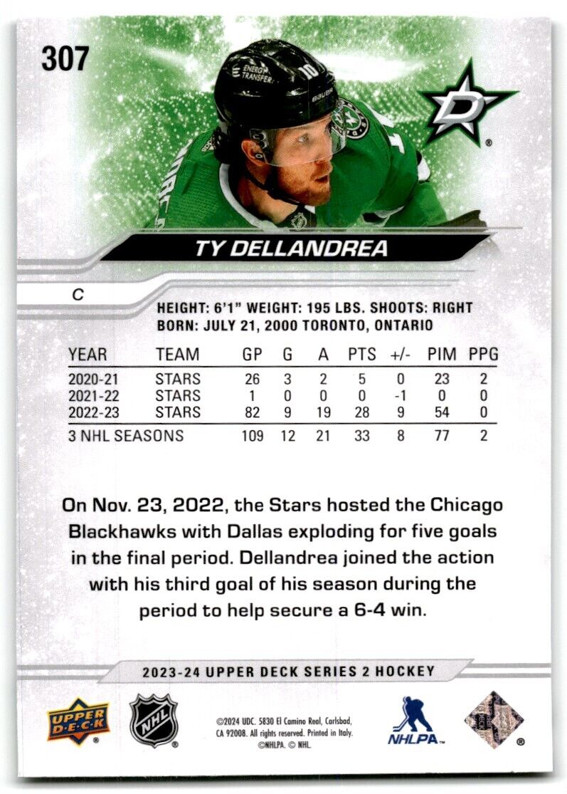 2023-24 Upper Deck Ty Dellandrea Dallas Stars #307