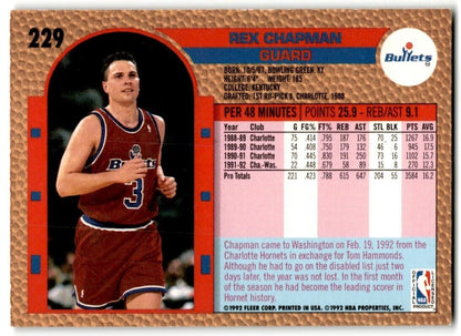 1992-93 Fleer Rex Chapman Washington Bullets #229