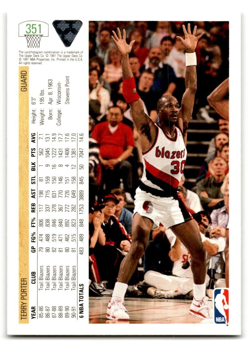 1991-92 Upper Deck Terry Porter Portland Trail Blazers #351