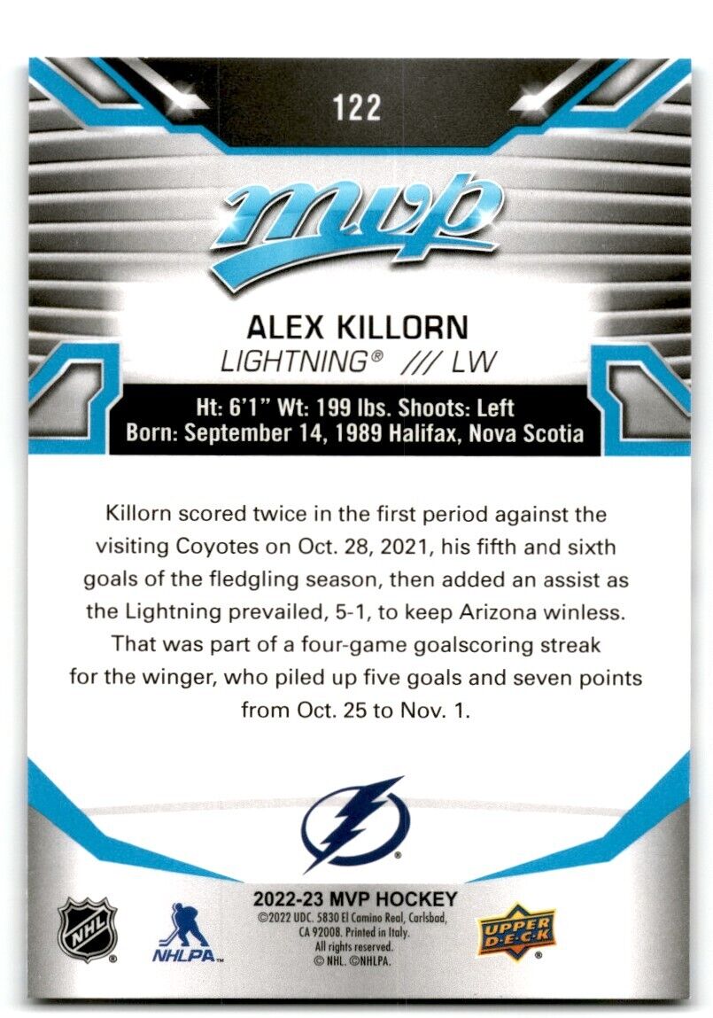 2022-23 Upper Deck MVP Alex Killorn Tampa Bay Lightning #122