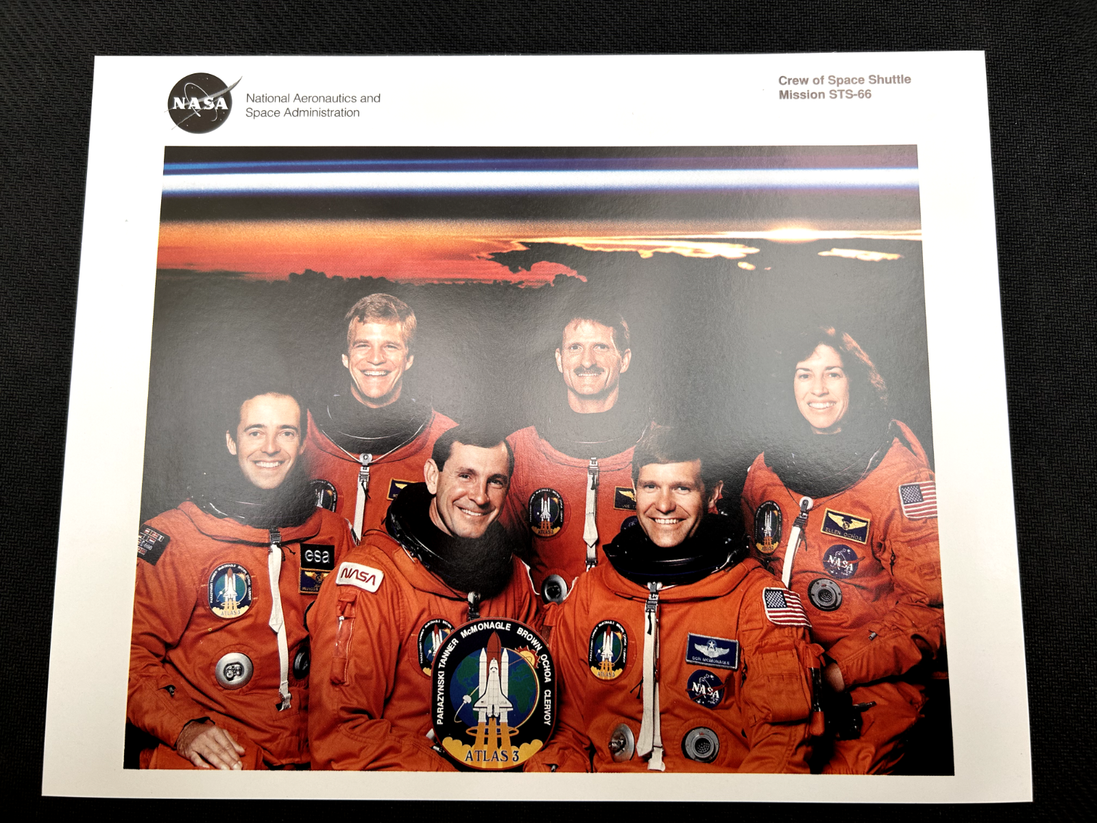 NASA Space Shuttle Mission STS-66 crew litho 8 x 10