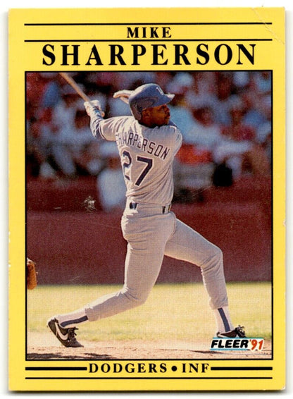 1991 Fleer Mike Sharperson Los Angeles Dodgers #221