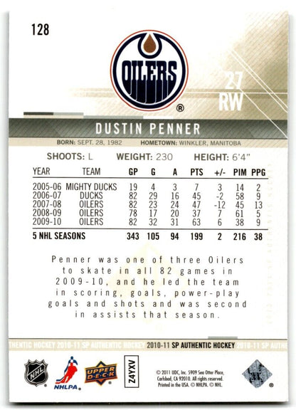 2010-11 SP Authentic Dustin Penner Edmonton Oilers #128