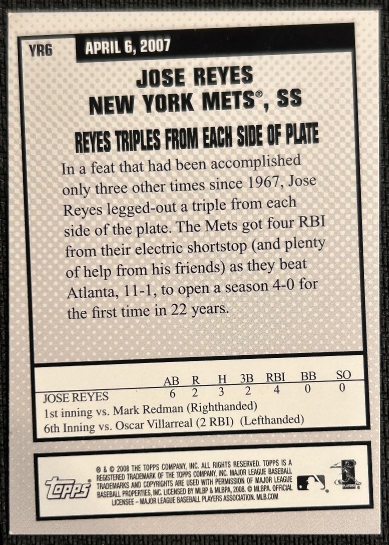 2008 Topps Year in Review Jose Reyes New York Mets #YR6