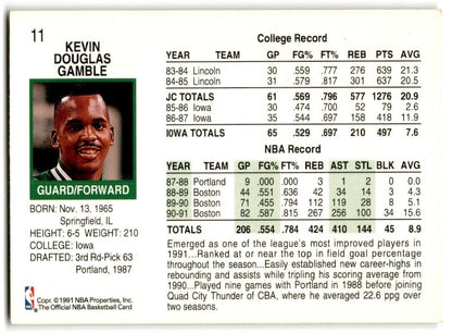 1991-92 Hoops Kevin Gamble Boston Celtics #11