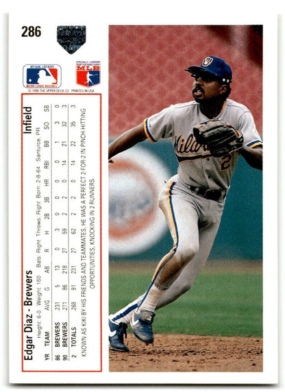 1991 Upper Deck Edgar Diaz Milwaukee Brewers #286