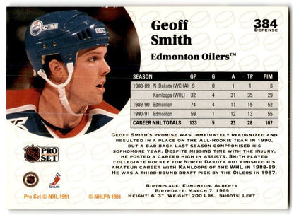 1991-92 Pro Set Geoff Smith Edmonton Oilers #384