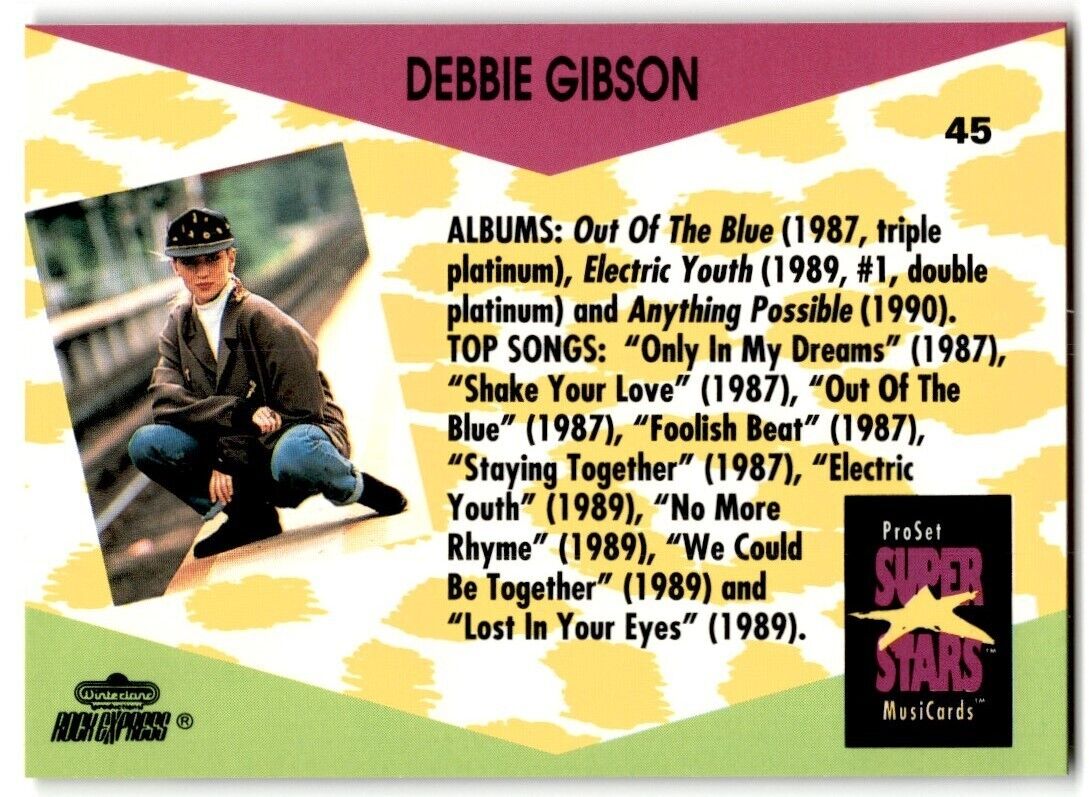 1991-92 ProSet Super Stars MusiCard Debbie Gibson #45