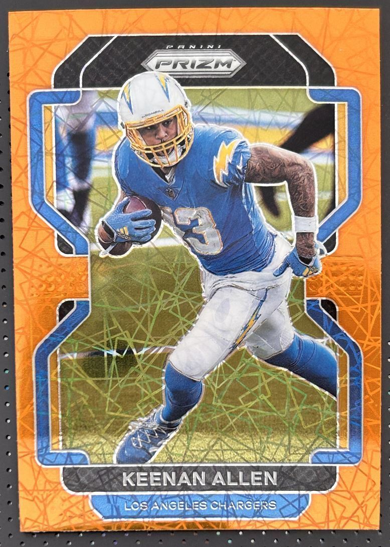 2021 Panini Prizm Orange laser Keenan Allen Los Angeles Chargers #166 Parallel