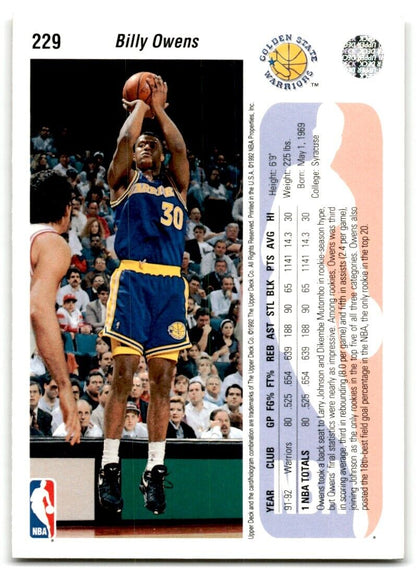 1992-93 Upper Deck Billy Owens Golden State Warriors #229