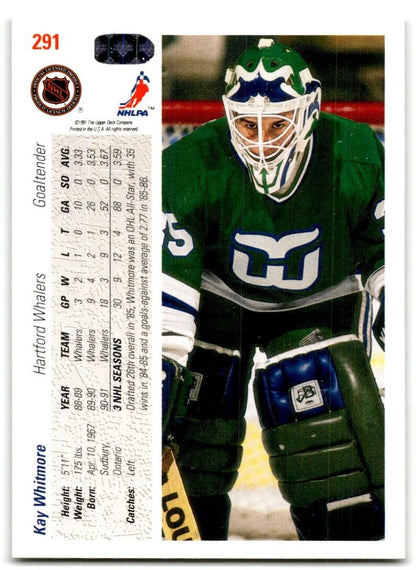 1991-92 Upper Deck Kay Whitmore Hartford Whalers #291