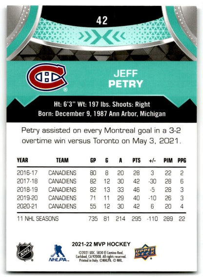 2021-22 Upper Deck MVP Jeff Petry Montreal Canadiens #42